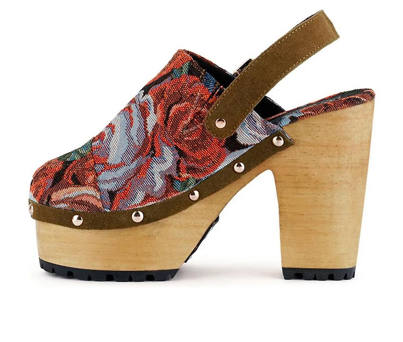 Women's Rag & Co Mural Block Heel Platform Clogs