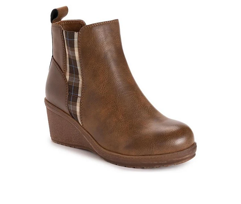Women's MUK LUKS England Oxford Wedge Booties
