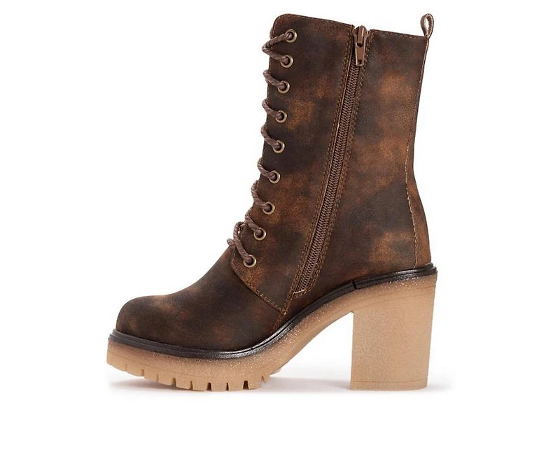 Women's MUK LUKS Riser Jazz Heeled Boot Lace Up Heeled Boots