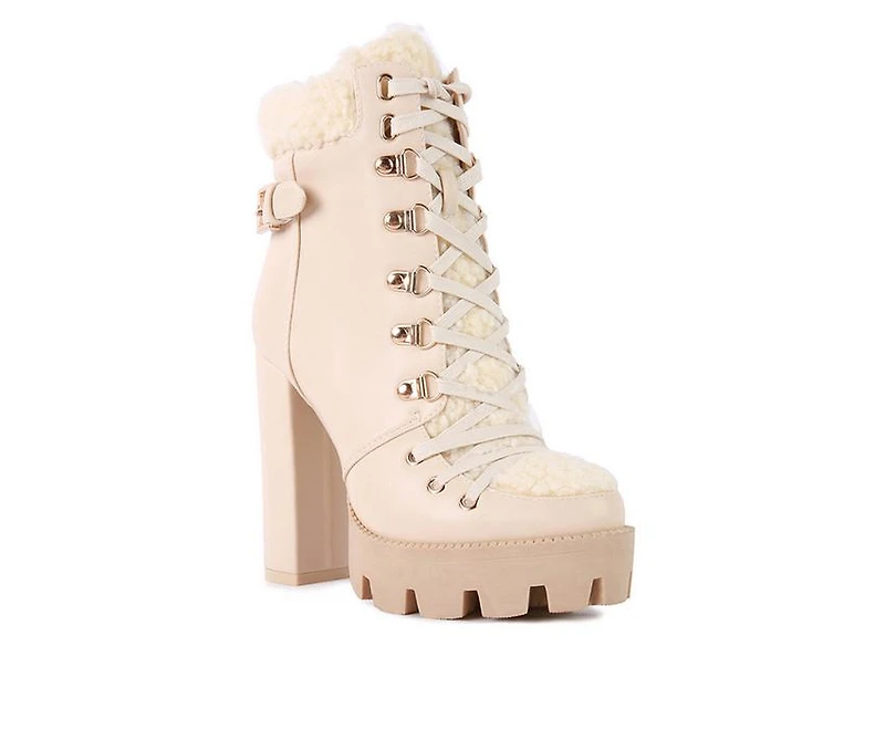 Women's London Rag Pines Lace Up Heeled Platform Boots