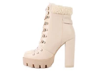Women's London Rag Pines Lace Up Heeled Platform Boots