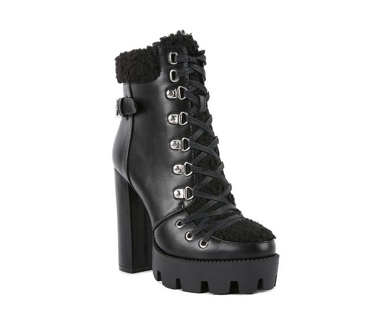 Women's London Rag Pines Lace Up Heeled Platform Boots