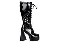 Women's London Rag Snowflakes Knee High Platform Boots