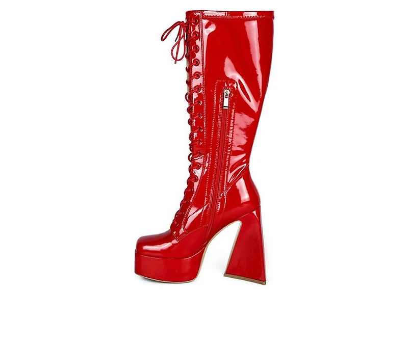 Women's London Rag Snowflakes Knee High Platform Boots