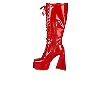 Women's London Rag Snowflakes Knee High Platform Boots