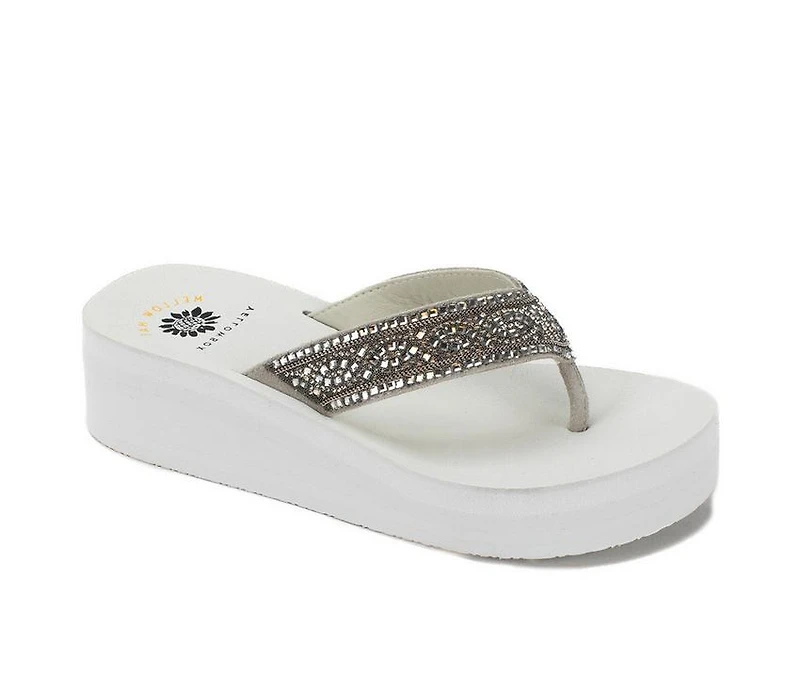 Women's Yellow Box Pixel Flip-Flops