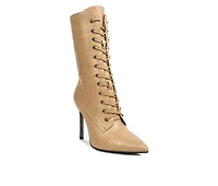 Women's London Rag Knocturn Mid Calf Lace Up Heeled Boots