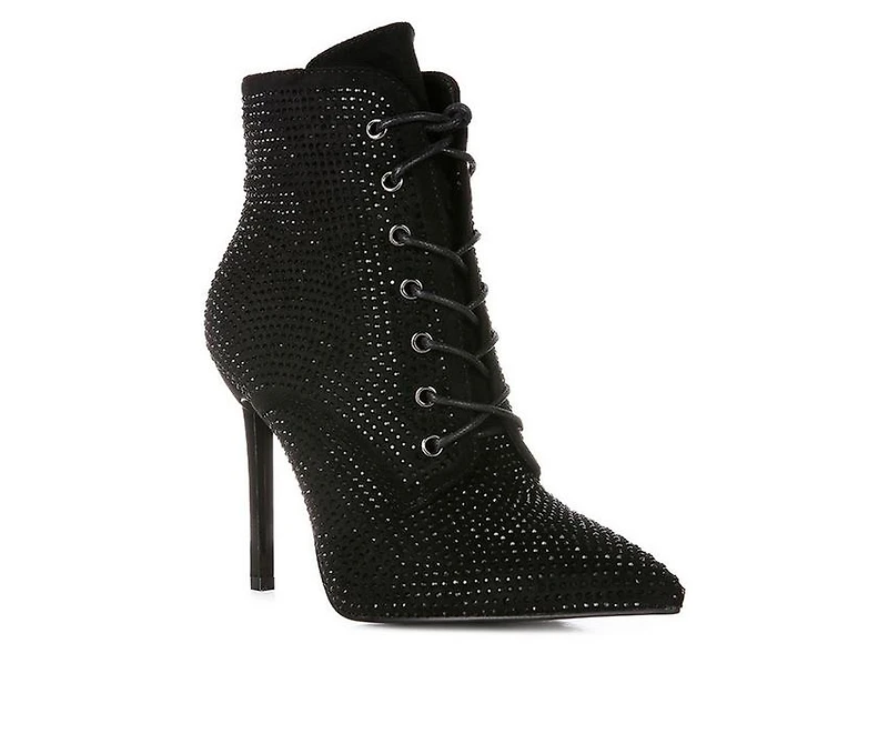 Women's London Rag Head On Lace Up Stiletto Booties