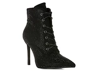 Women's London Rag Head On Lace Up Stiletto Booties
