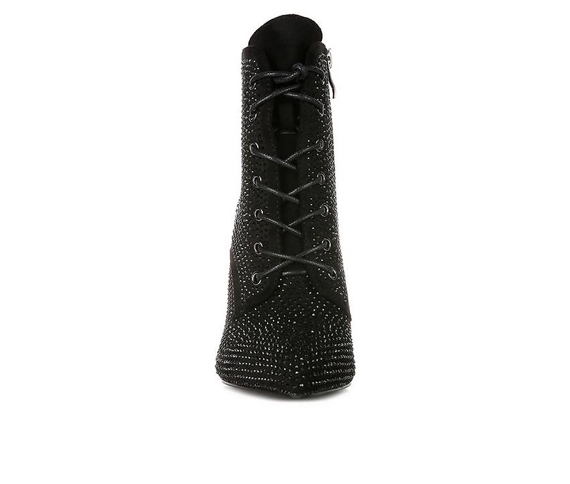 Women's London Rag Head On Lace Up Stiletto Booties