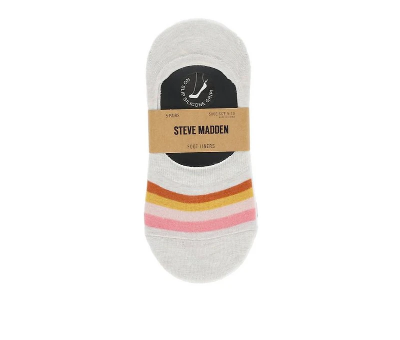 Steve Madden 5 Pack Patterned Foot Liner Socks