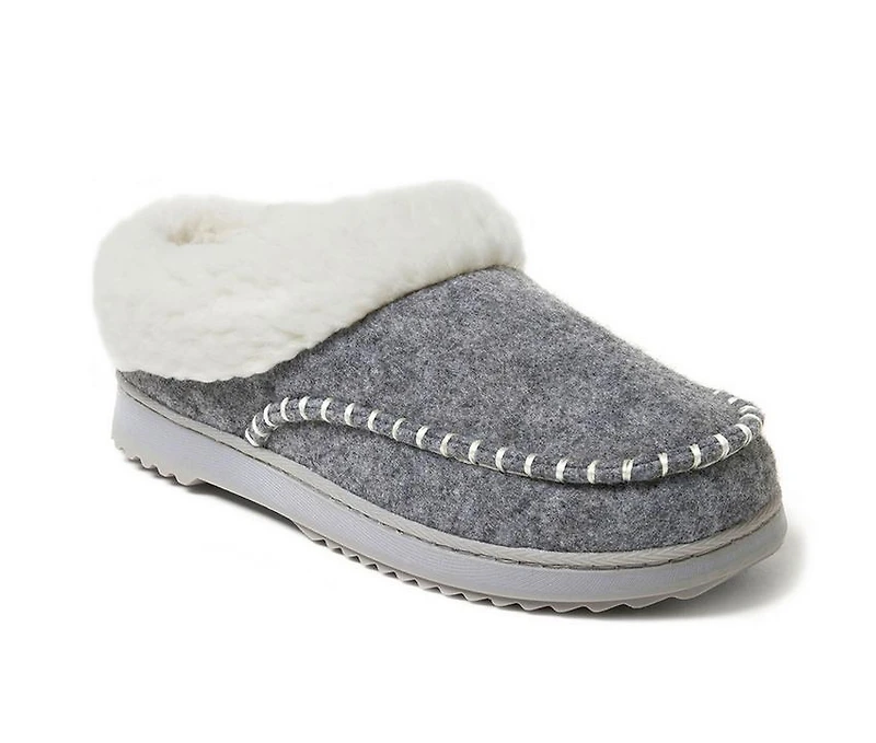 Dearfoams Nyla Felted & Plaid Moc Toe Clog Slippers