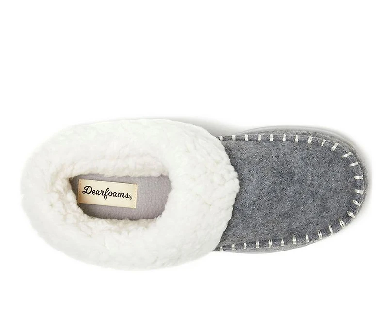 Dearfoams Nyla Felted & Plaid Moc Toe Clog Slippers