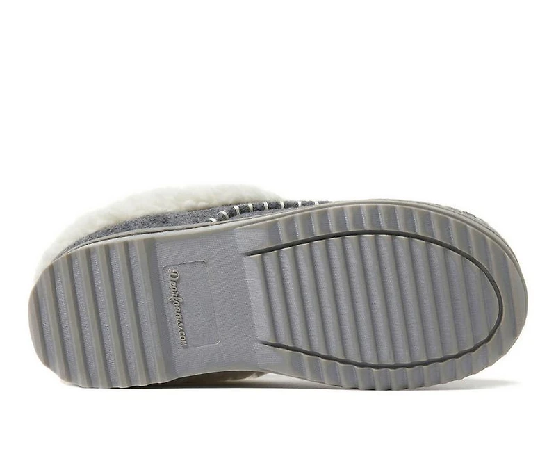 Dearfoams Nyla Felted & Plaid Moc Toe Clog Slippers
