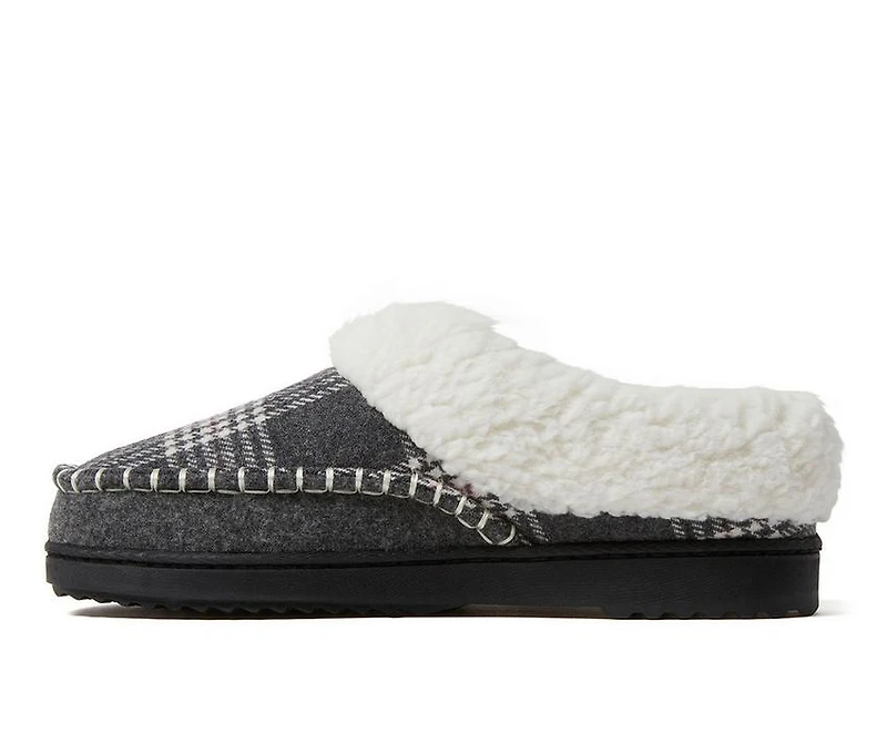 Dearfoams Nyla Felted & Plaid Moc Toe Clog Slippers