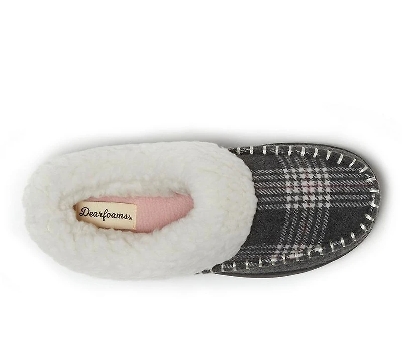 Dearfoams Nyla Felted & Plaid Moc Toe Clog Slippers