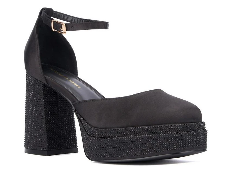 Women's Fashion to Figure Martine 2 Gemmed Wide Width Platform Pumps