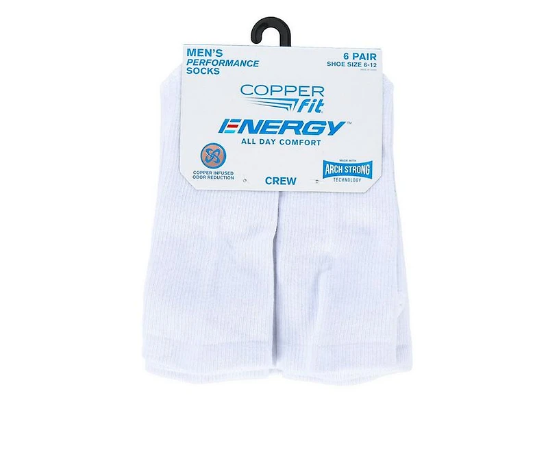 Copper Fit 6 Pack Men's Energy Crew Socks