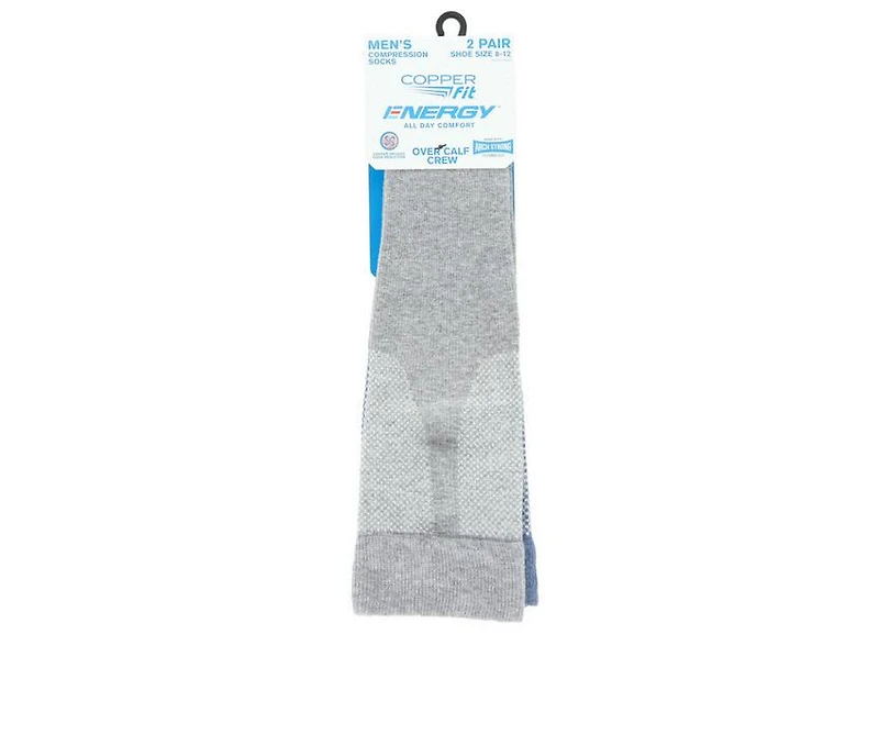 Copper Fit 2 Pack Men's Energy Over Calf Crew Socks