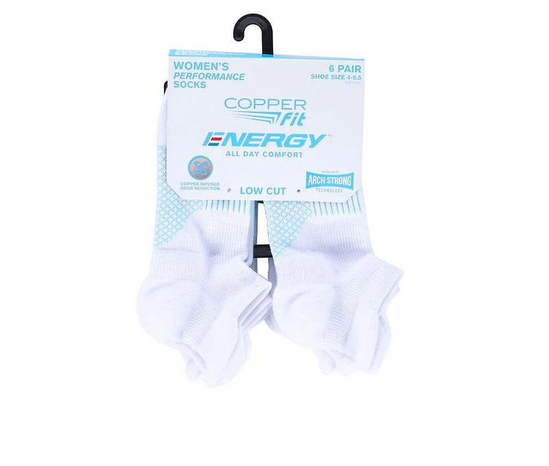 Copper Fit 6 Pack Women's Energy Low Cut Socks