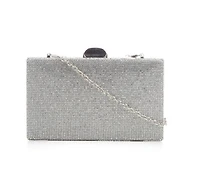 Vanessa Silver Glitter Clutch With Strap
