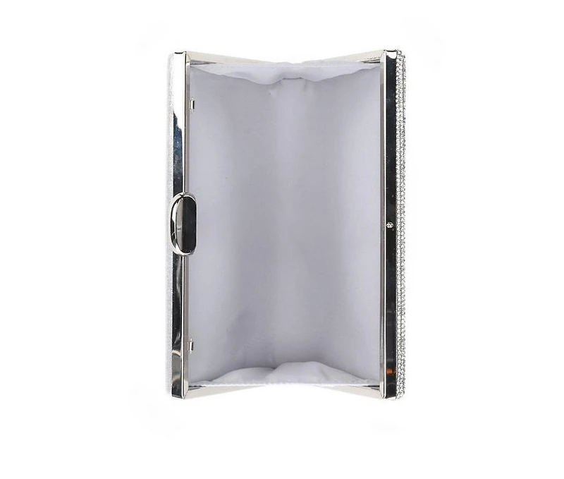 Vanessa Silver Glitter Clutch With Strap