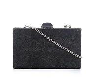 Vanessa Silver Glitter Clutch With Strap