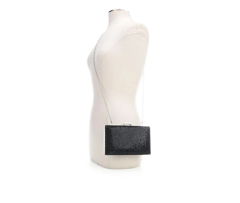 Vanessa Silver Glitter Clutch With Strap