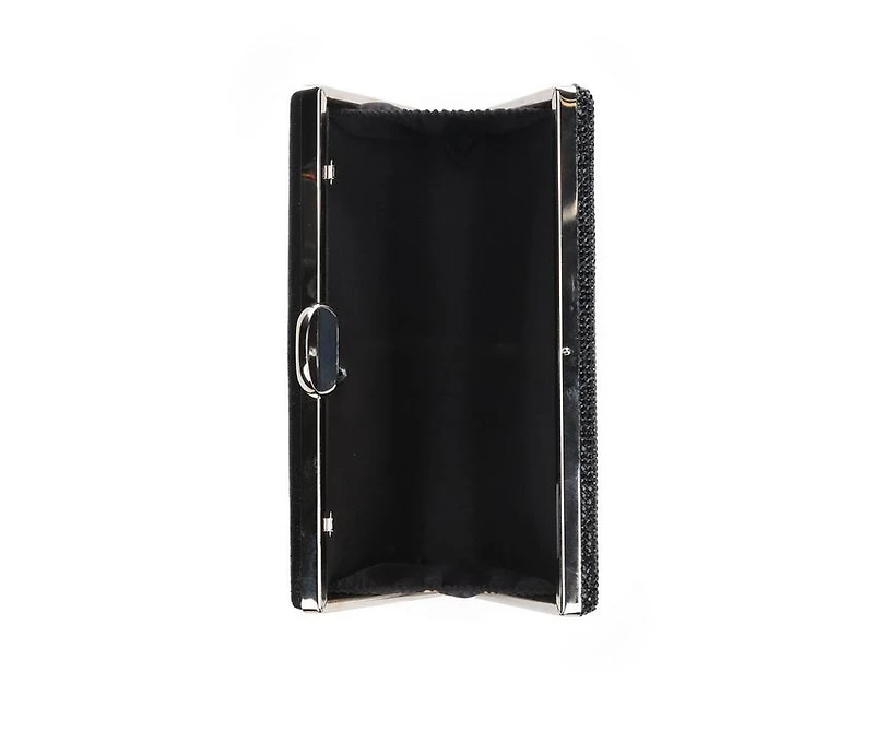 Vanessa Silver Glitter Clutch With Strap