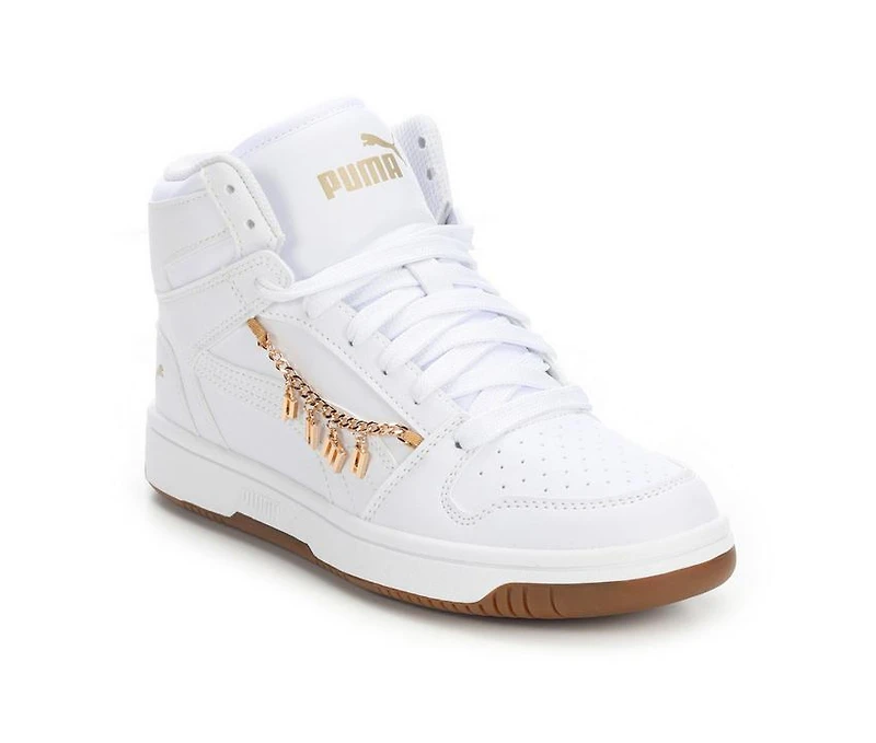 Girls' Puma Big Kid Rebound Layup Shine Bright Jr High Top Sneakers
