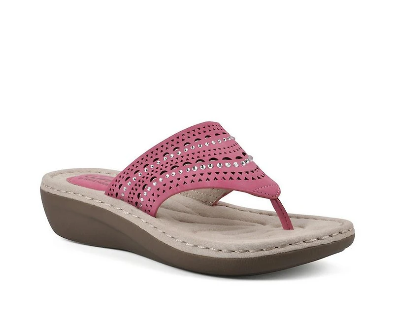Women's Cliffs by White Mountain Comate Wedge Flip-Flops