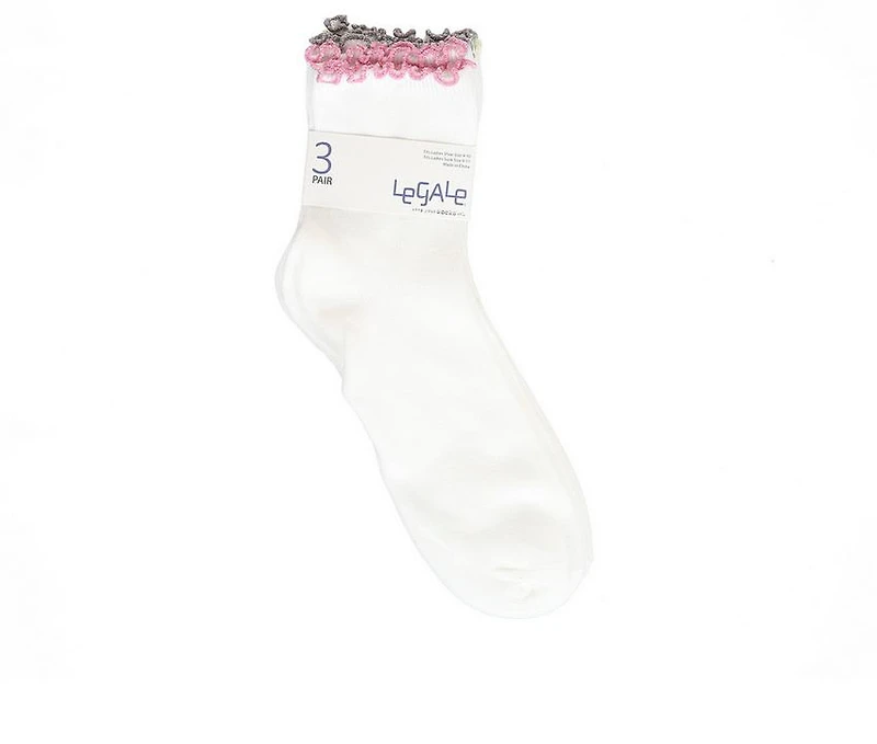 LEGALE 3pp Lurex Ruffle Top Anklet Socks