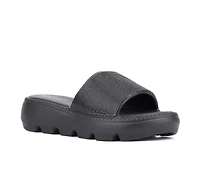 Women's Olivia Miller Glitter Gaze Platform Slide Sandals