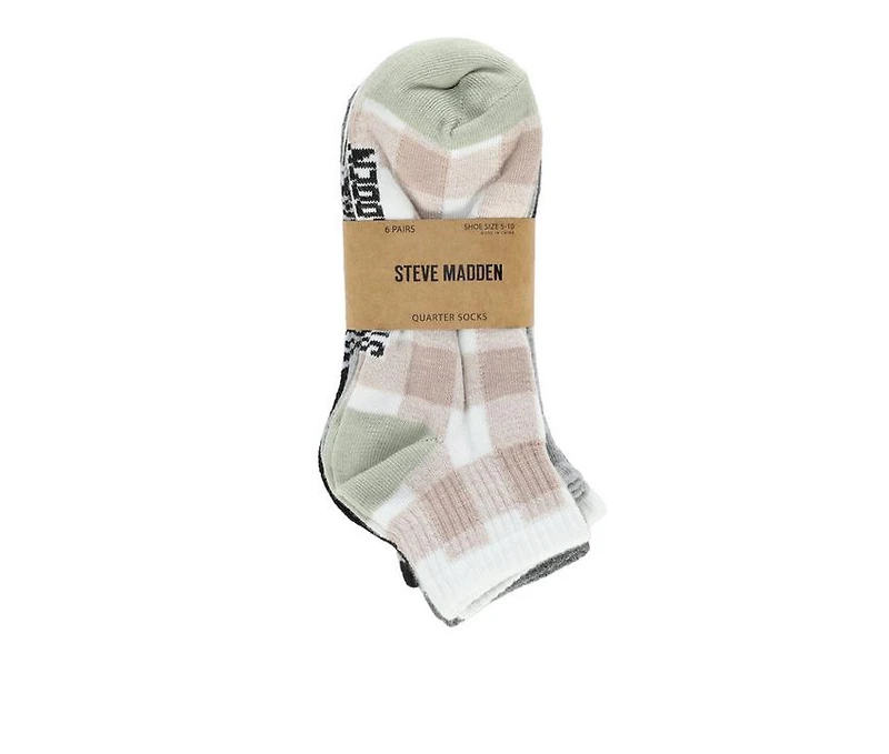 Steve Madden 6 Pack Women's Quarter Socks
