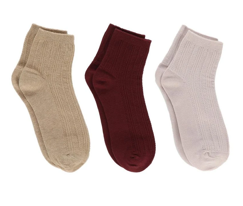 Steve Madden 3 Pack Women's Cotton Knit Quarter Socks