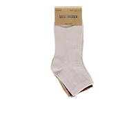 Steve Madden 3 Pack Women's Cotton Knit Quarter Socks