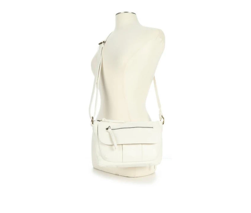Bueno Of California Waxy Croc Flap Crossbody Handbag