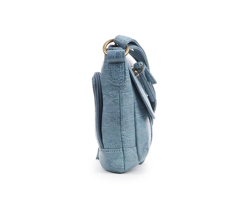 Bueno Of California Waxy Croc Flap Crossbody Handbag