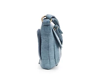 Bueno Of California Waxy Croc Flap Crossbody Handbag