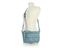 Bueno Of California Waxy Croc Flap Crossbody Handbag