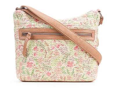 Bueno Of California Straw Top Zip Handbag