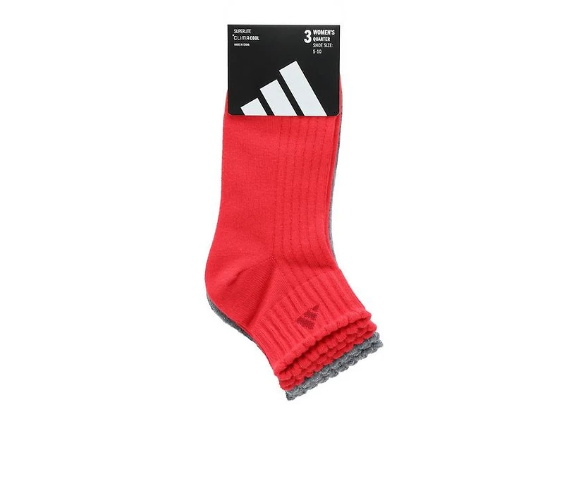 Adidas 3 Pack Womens Sport Fashion Ruffle Quarter Socks