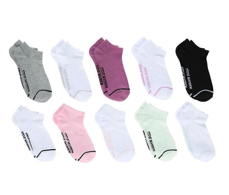 Steve Madden 10 Pair Ribbed Toe Stripe Low Cut Socks