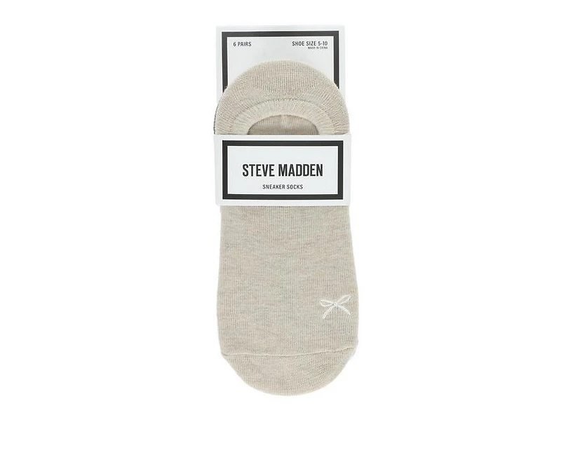 Steve Madden 6 Pack Embroidered Bow Sneaker Socks