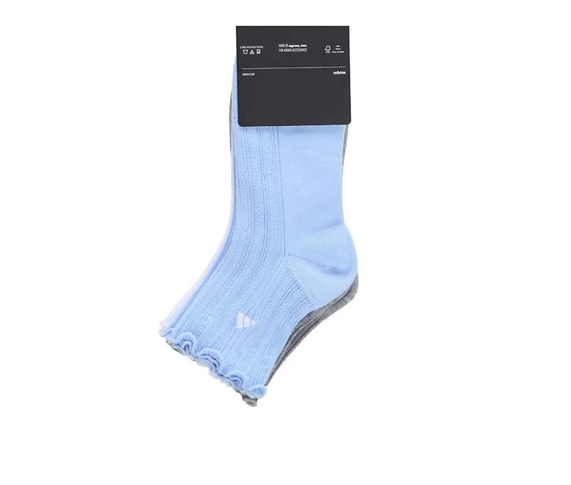 Adidas 3 Pack Womens Ruffle Quarter Socks