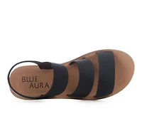 Women's Blue Aura Button Sandals