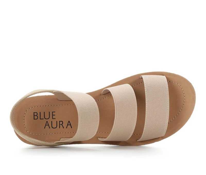 Women's Blue Aura Button Sandals