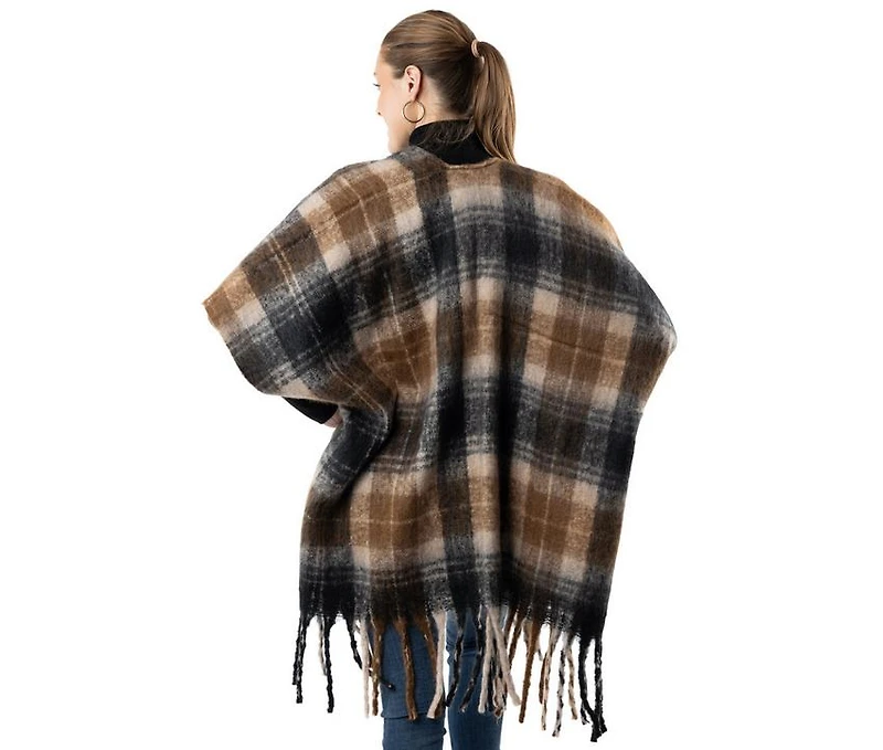 AW Items Plaid Fringe Kimono