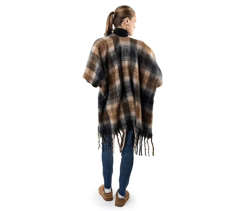 AW Items Plaid Fringe Kimono