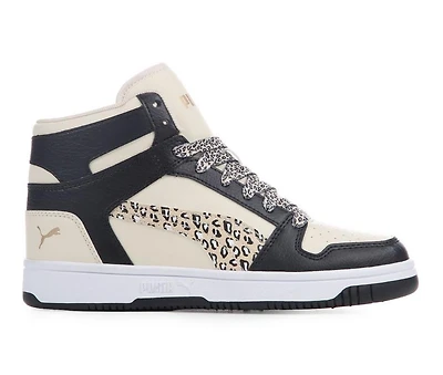 Girls' Puma Rebound Layup Cheetah Mid Junior Sneakers
